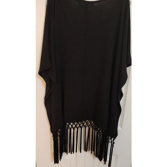 Women's Black Sleeveless Fringed Top By La Los Angeles Size L/XL EUC - Picture 2 of 6